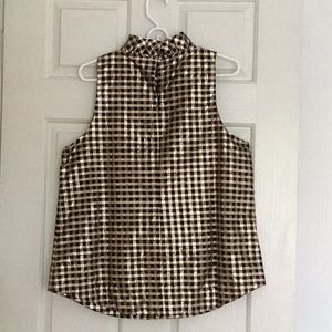 J Crew sleeveless gold checked top